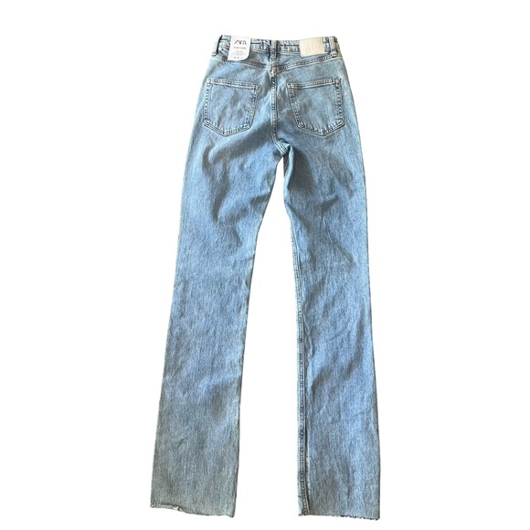 Zara Slim Flare Split Leg Denim Jeans - Picture 4 of 9